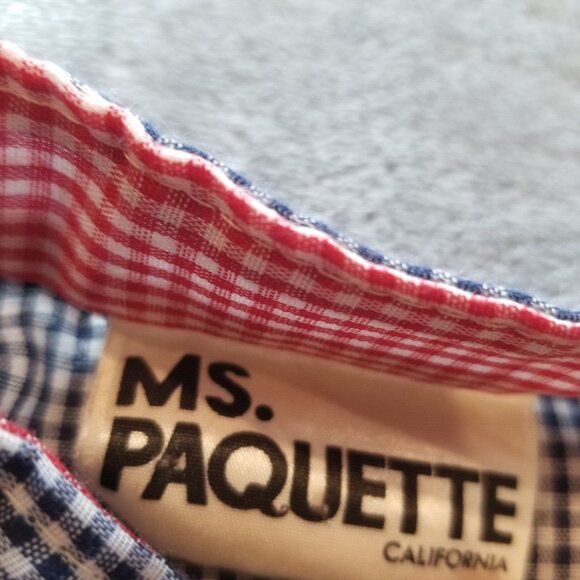 Ms. Paquette Women's 3/4 Sleeves Placket Shirt Gingham Small Blue Casual Blouse - Picture 3 of 8